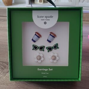 Kate Spade Earrings Set - Coffee, Sunglasses, Flower